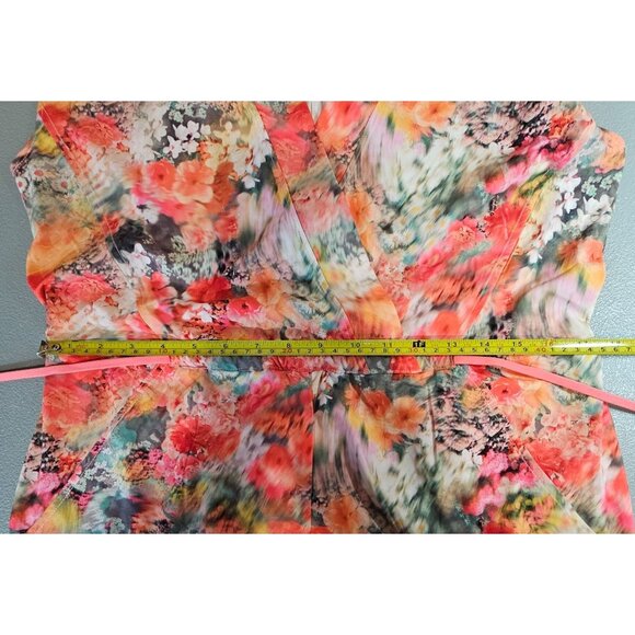 Athleta Womens‎ S Marlow Orange Pink Watercolor Floral Shorts Romper - Picture 9 of 16